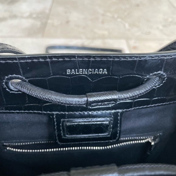 RARE BALENCIAGA Preowned Everyday XXS Shopping Tote Black embossed crocodile - Picture 6 of 16
